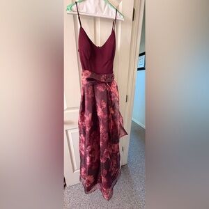 Eliza J Burgundy and Pink Floral Maxi Dress